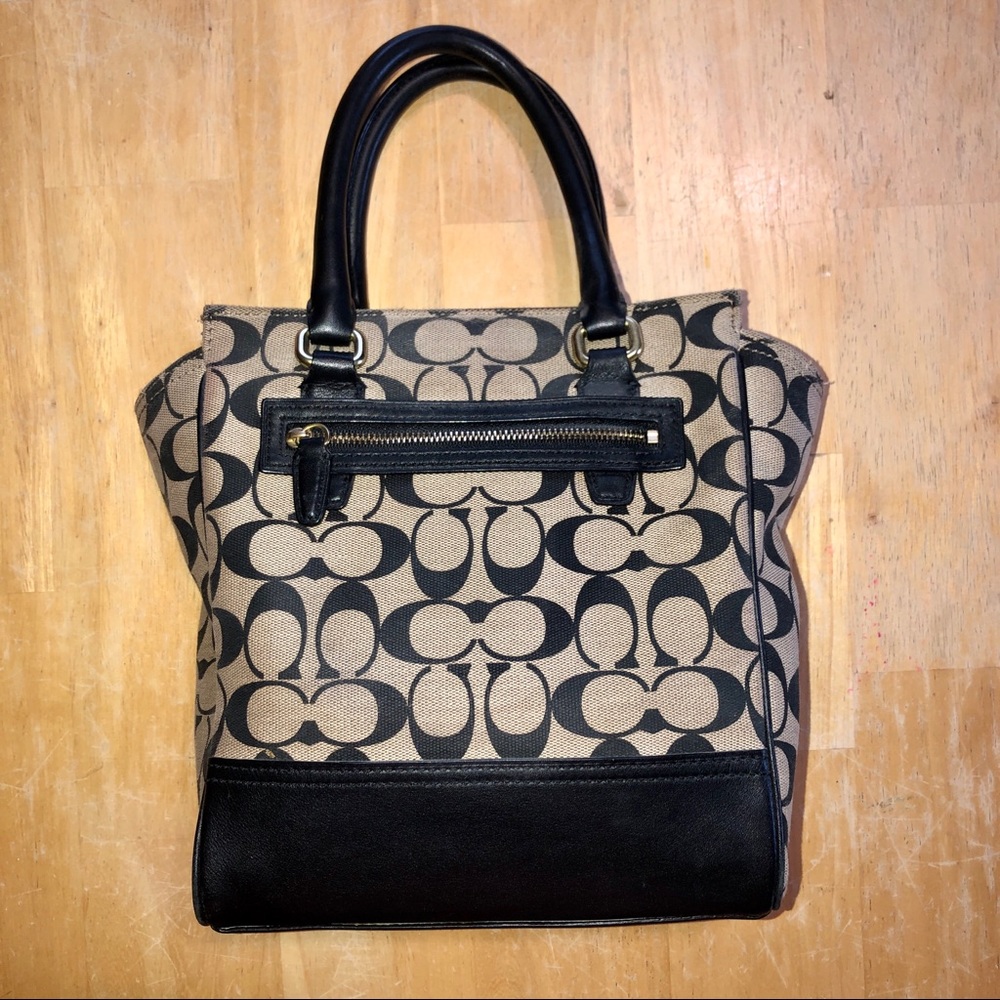 Coach Signature small tote Black and Tan - Picture 5 of 8